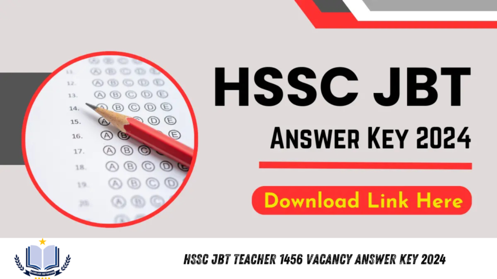 HSSC JBT Teacher 1456 Vacancy Answer Key 2024