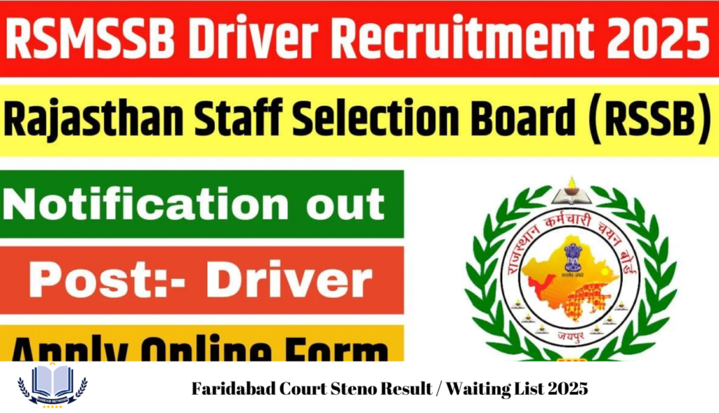 Faridabad Court Steno Result / Waiting List 2025