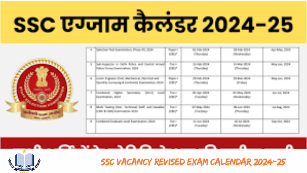 SSC Vacancy Revised Exam Calendar 2024-25