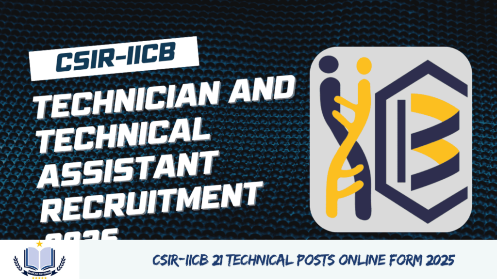 CSIR-IICB 21 Technical Posts Online Form 2025 