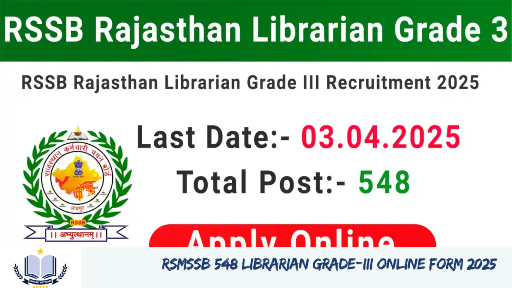 RSMSSB 548 Librarian Grade-III Online Form 2025