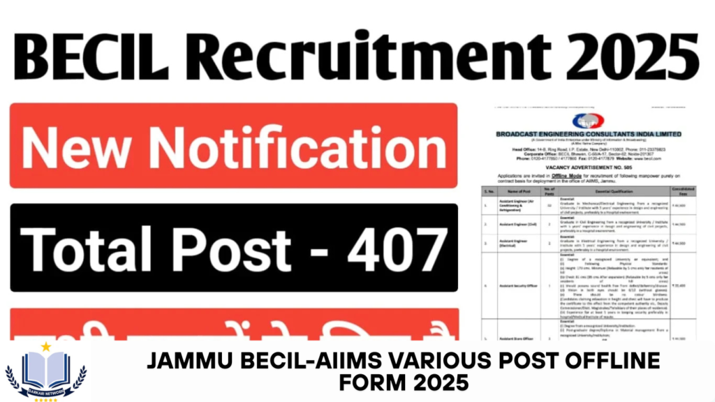 Jammu BECIL-AIIMS Various Post Offline Form 2025