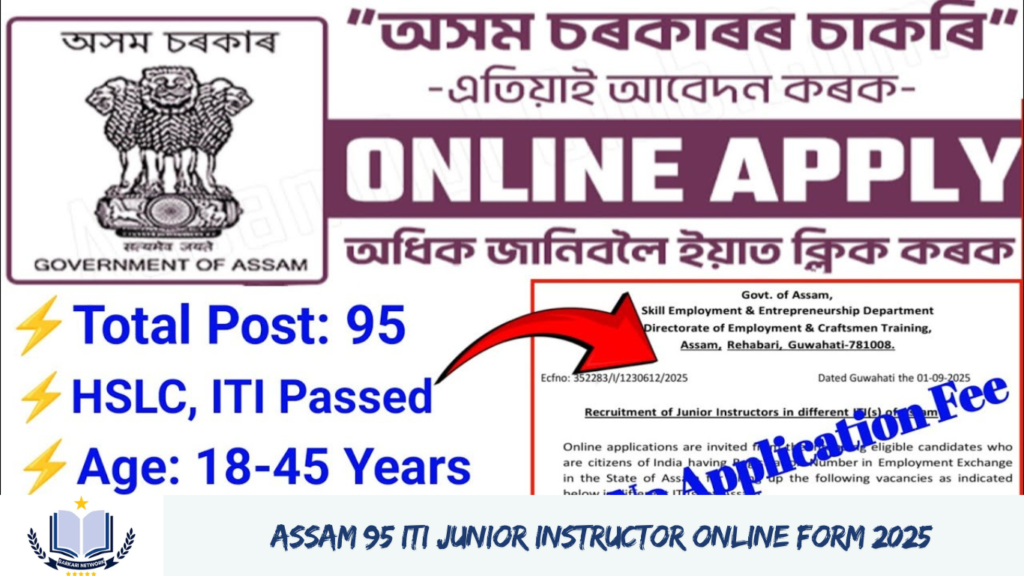 Assam 95 ITI Junior Instructor Online Form 2025
