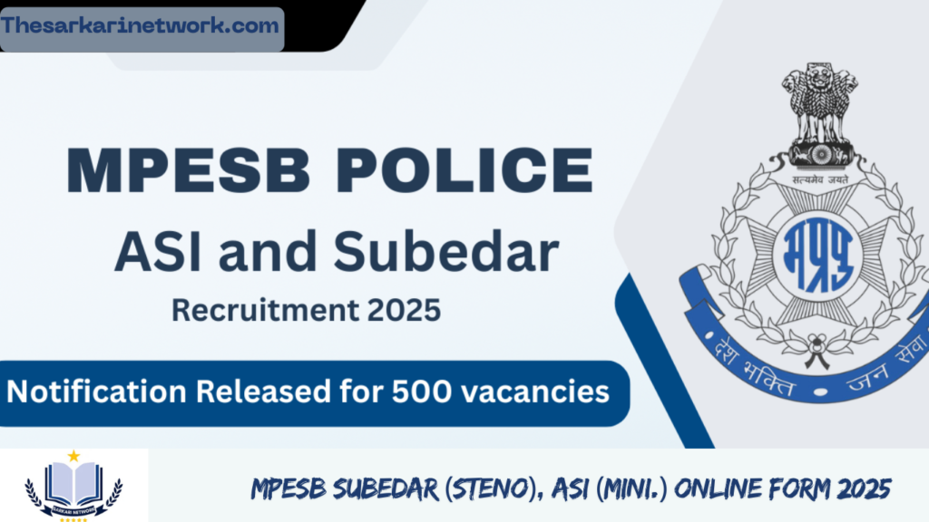MPESB Subedar (Steno), ASI (Mini.) Online Form 2025