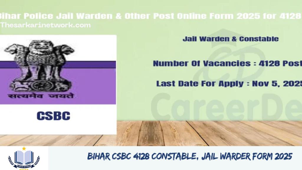 Bihar CSBC 4128 Constable, Jail Warder Form 2025
