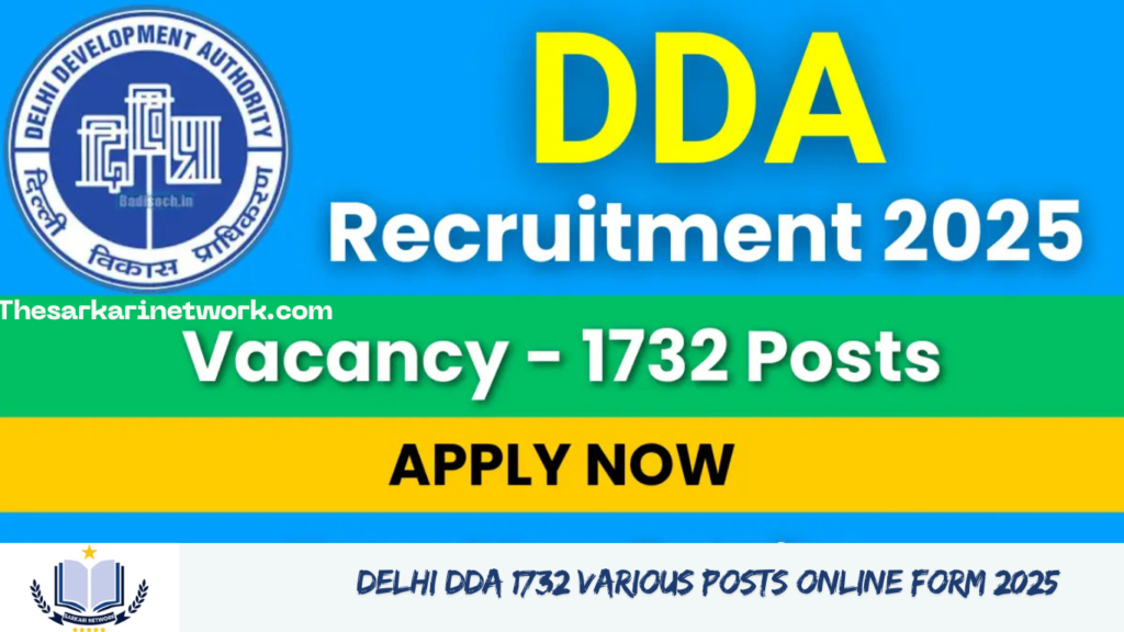 Delhi DDA 1732 Various Posts Online Form 2025