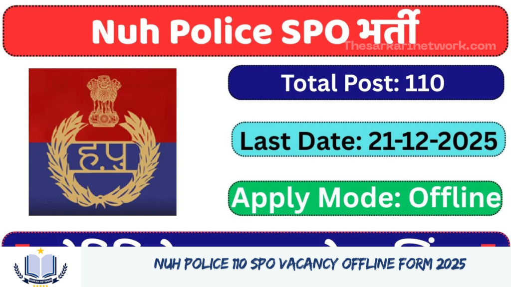 Nuh Police 110 SPO Vacancy Offline Form 2025
